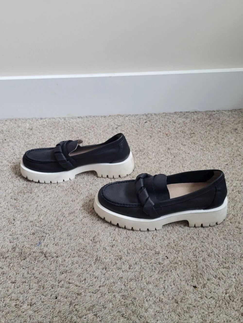 Miz Mooz Vicky Black Leather‎ Platform Loafers